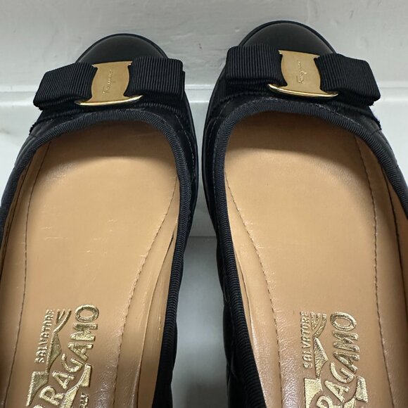 Salvatore Ferragamo Rufina Quilted Ballet Flats Black - Picture 2 of 16